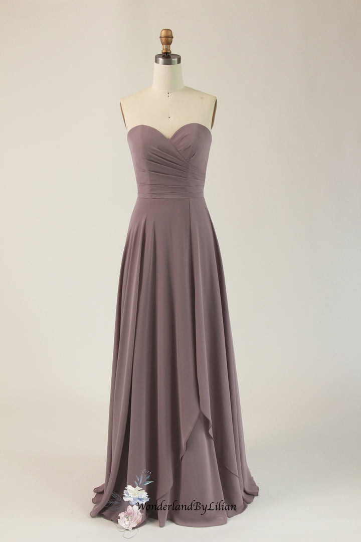 Elegant Purple A-Line Strapless Bridesmaid Dress with Sweetheart Neckline - Strapless Purple Bridesmaid Dresses - Multiple Color - Plus Size