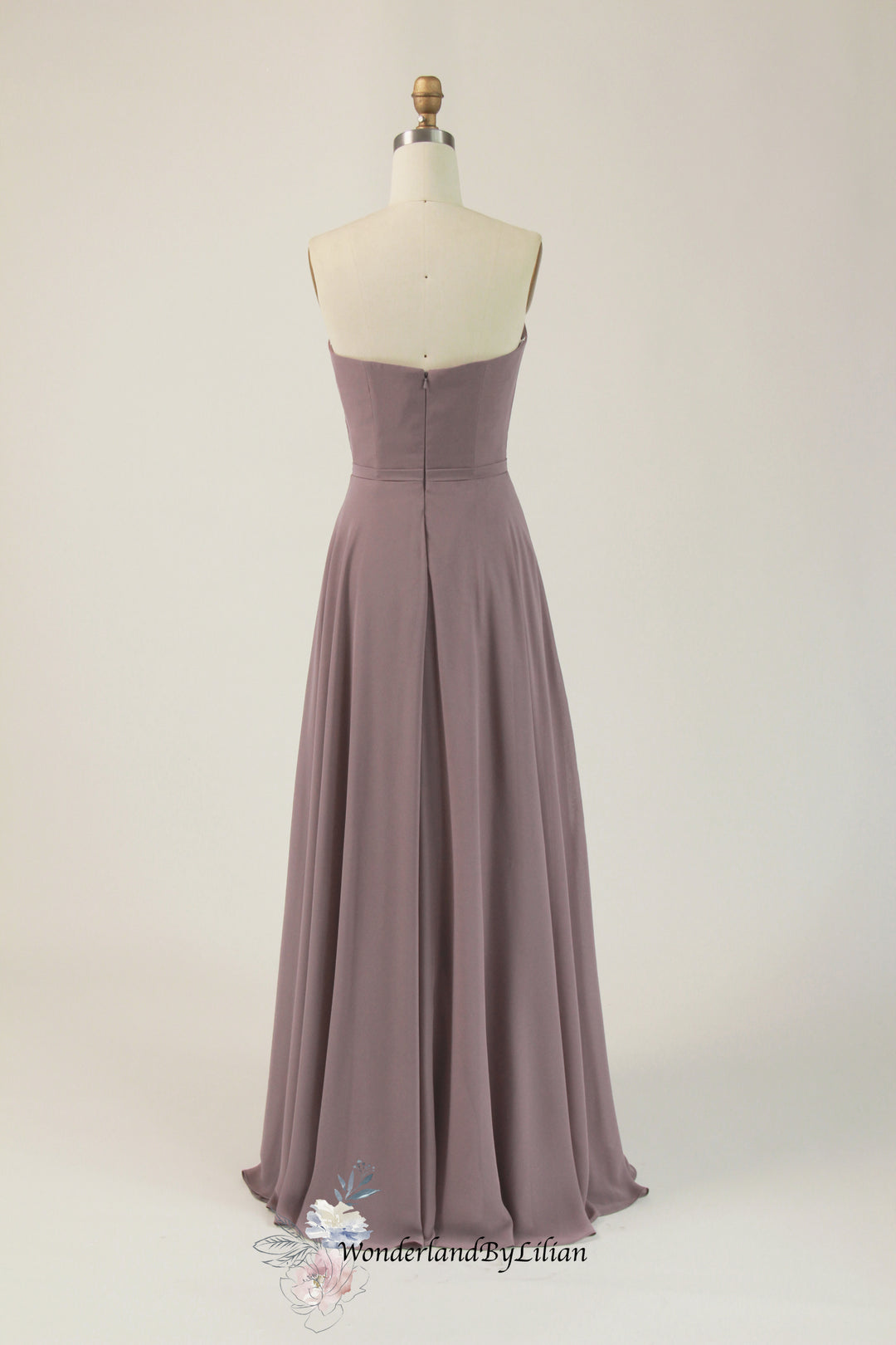 Elegant Purple A-Line Strapless Bridesmaid Dress with Sweetheart Neckl WonderlandByLilian Elegant Purple A-Line Strapless Bridesmaid Dress with Sweetheart Neckl WonderlandByLilian