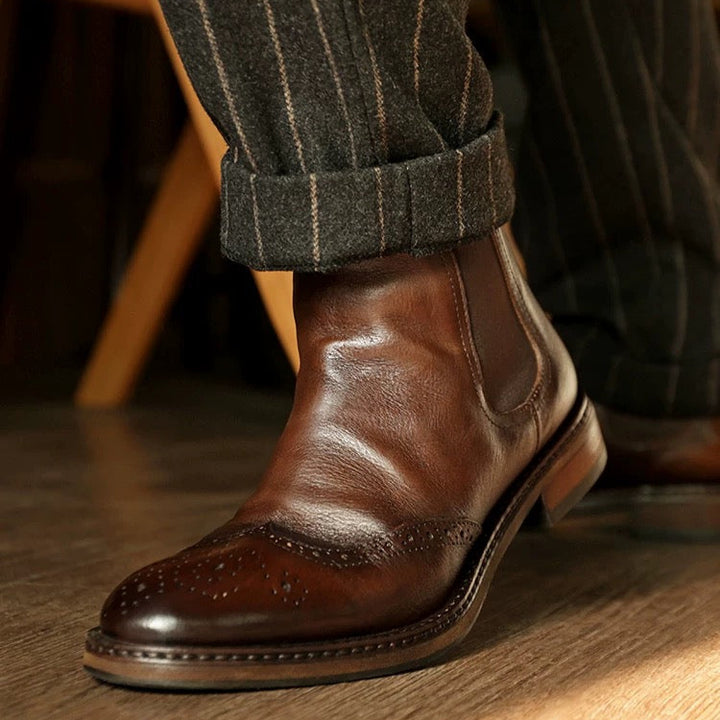Handmade Men’s Chelsea Boots – Rococo Baroque Style with Premium Full-Grain Leather