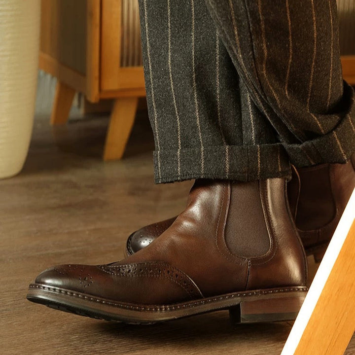 Handmade Men’s Chelsea Boots – Rococo Baroque Style with Premium Full-Grain Leather