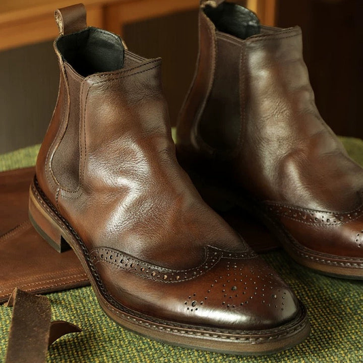 Handmade Men’s Chelsea Boots – Rococo Baroque Style with Premium Full-Grain Leather