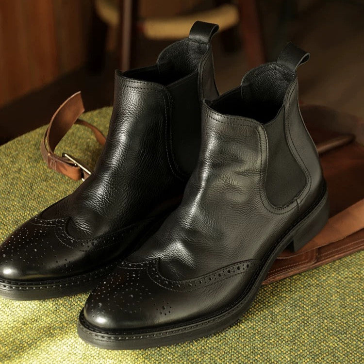 Handmade Men’s Chelsea Boots – Rococo Baroque Style with Premium Full-Grain Leather