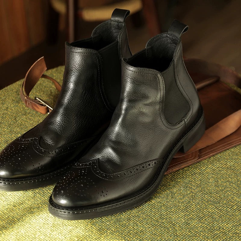 Handmade Men’s Chelsea Boots – Rococo Baroque Style with Premium Full-Grain Leather