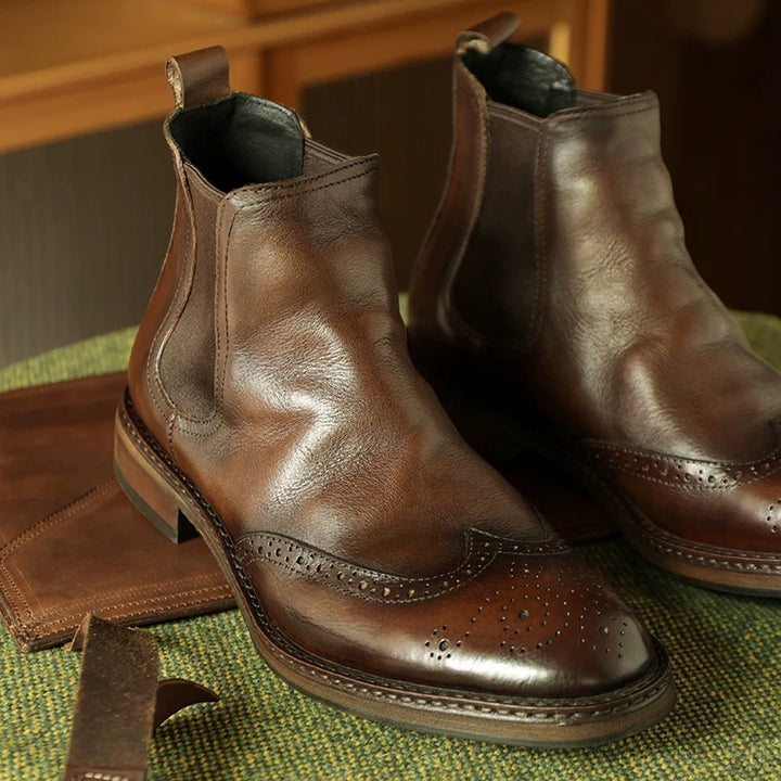 Handmade Men’s Chelsea Boots – Rococo Baroque Style with Premium Full-Grain Leather