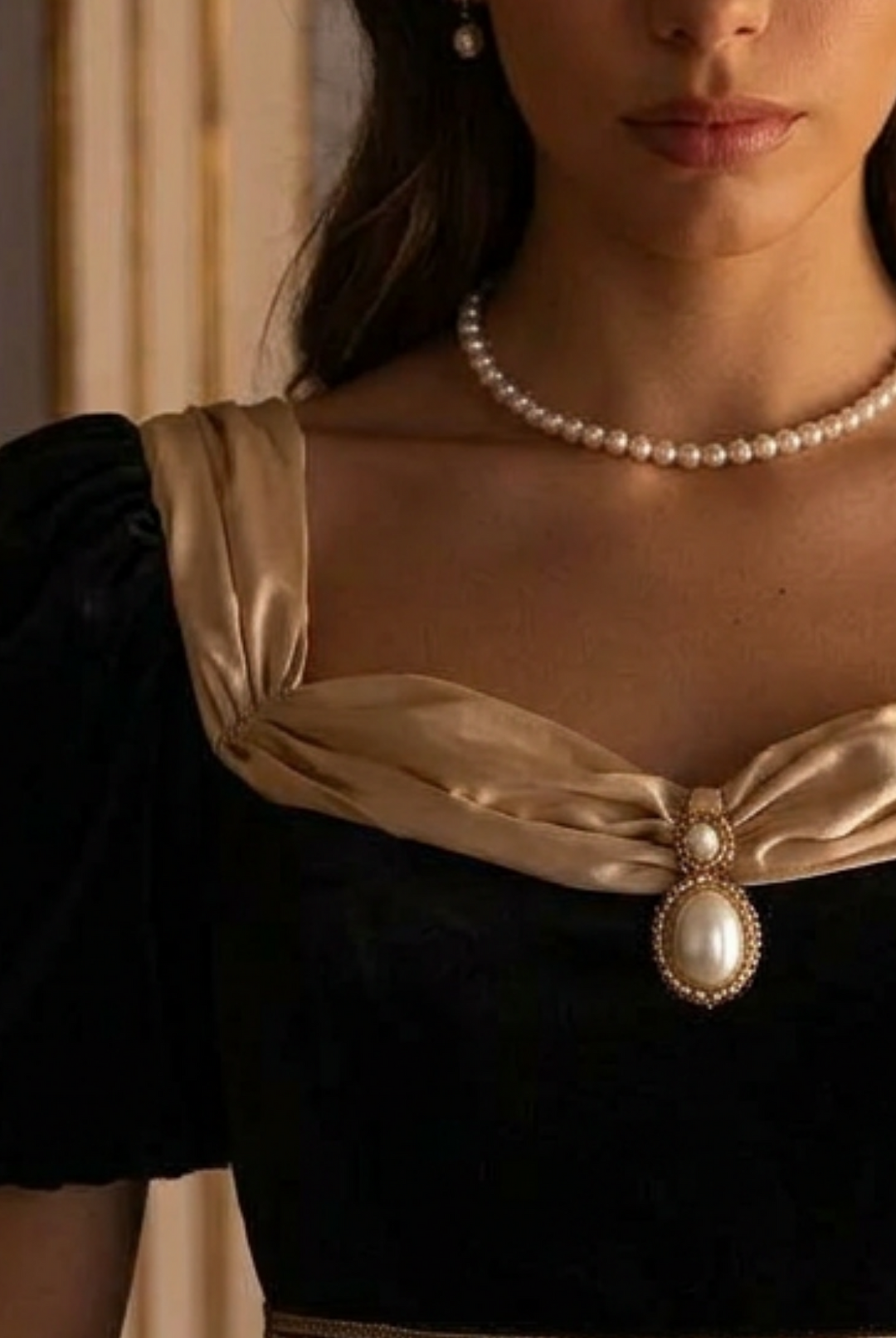 Bridgerton Inspired Black Velvet Regency Era Ball Gown - Black Dress Plus Size