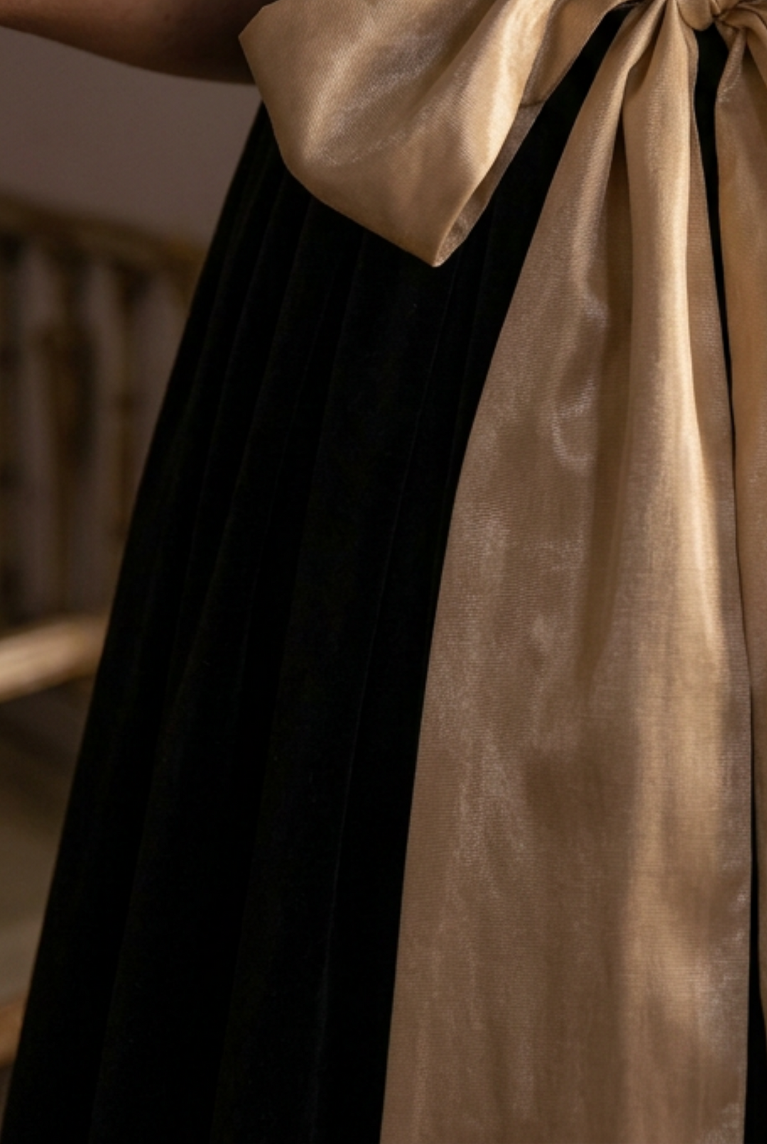 Bridgerton Inspired Black Velvet Regency Era Ball Gown - Black Dress Plus Size