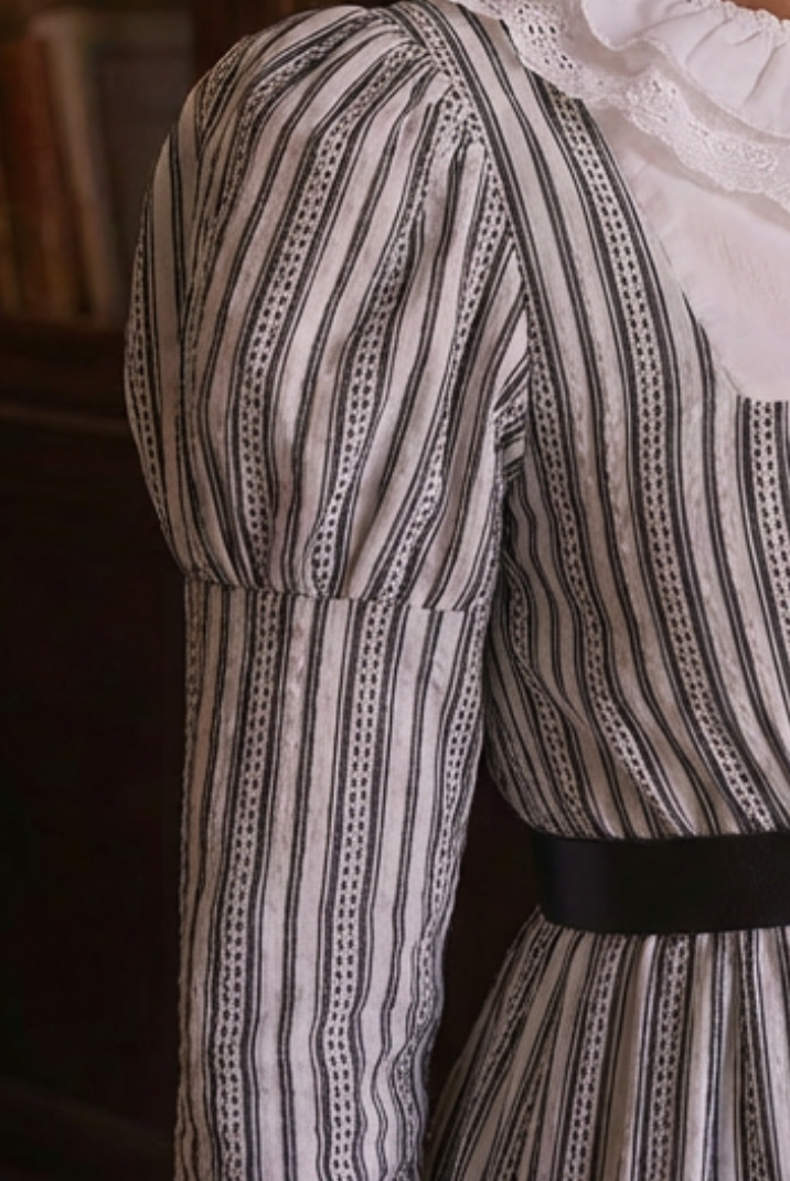 grey white striped dress Gray & White Striped Wrap Dress