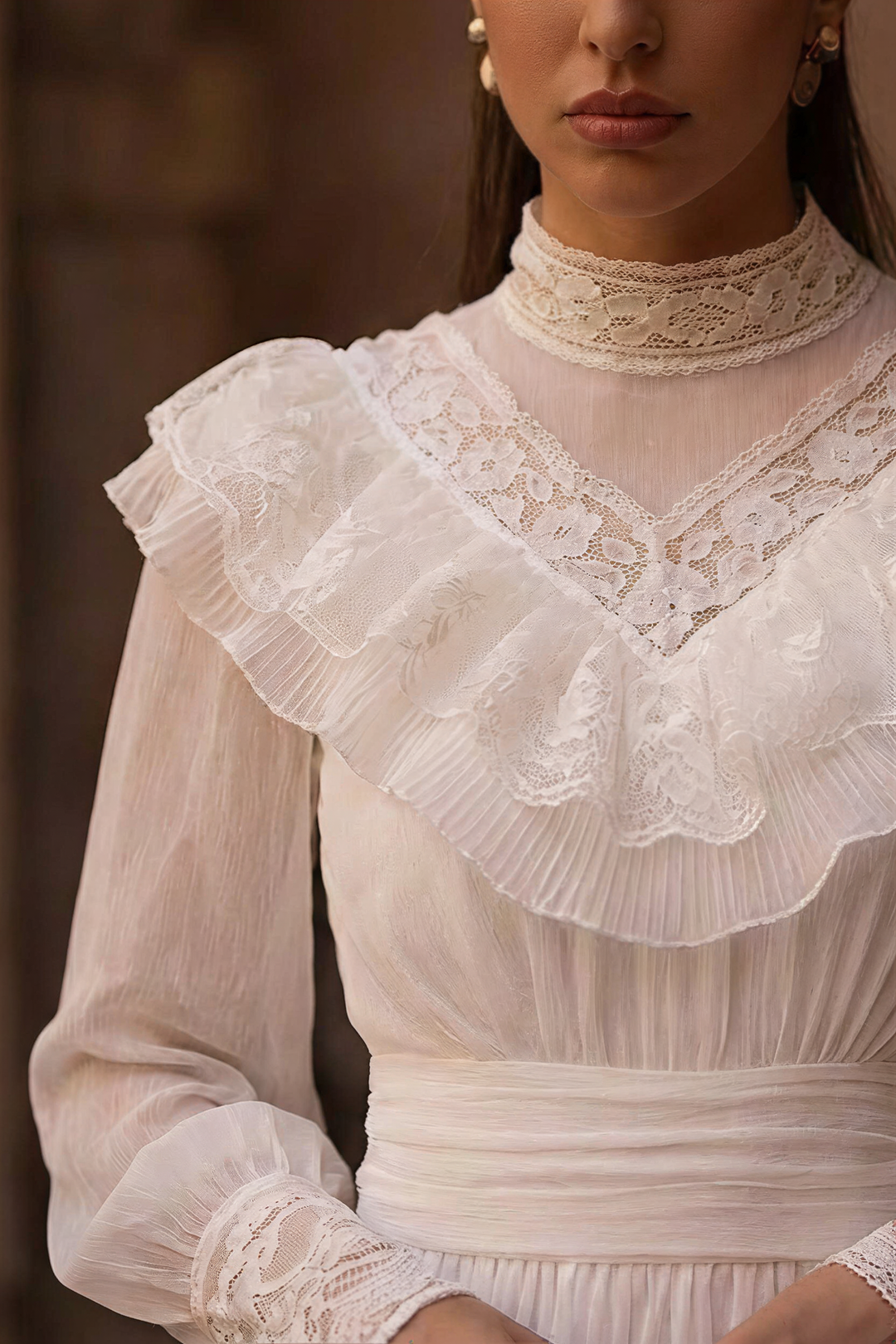 Gunne Sax Inspired Victorian Modest Wedding Dress - Gunne Sax White Prom Dress - Modest Lace Victorian Dress - Plus Size