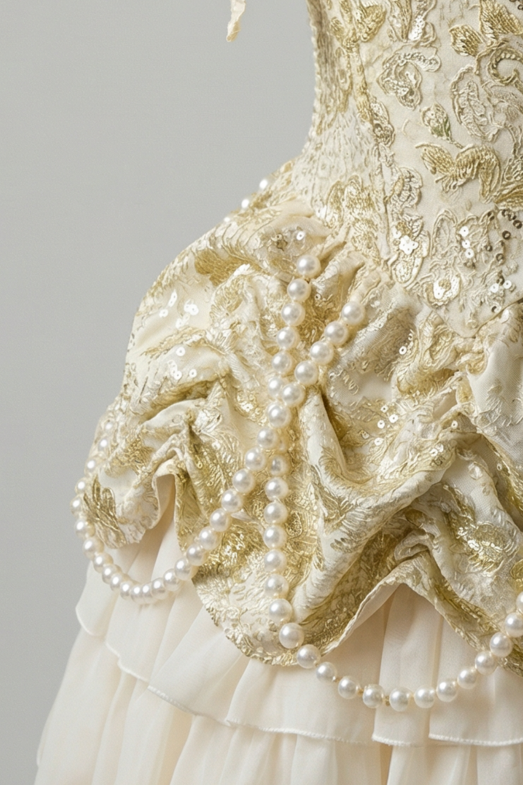 Vintage Yellow and Cream Layered Tulle Ruffle Dress - Corset Back Evening Gown with Lace Plus Size