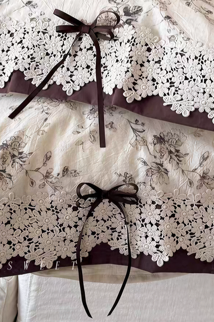 The 'Maison Brume' Floral Linen Cotton Bedding Set