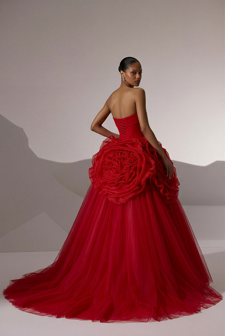 Red Gothic Wedding Dress Plus Size with Corset