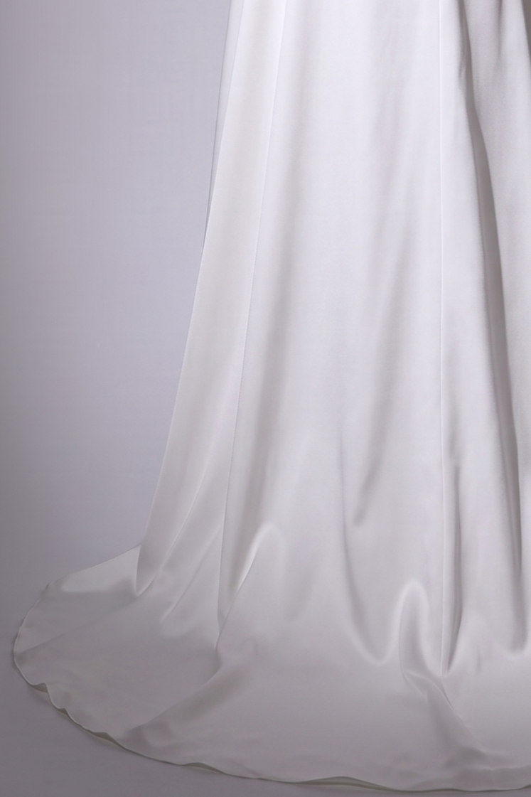 White Evening Dress with Corset Back - White Evening Gown with Lace Bodice and Draped Skirt Plus Size