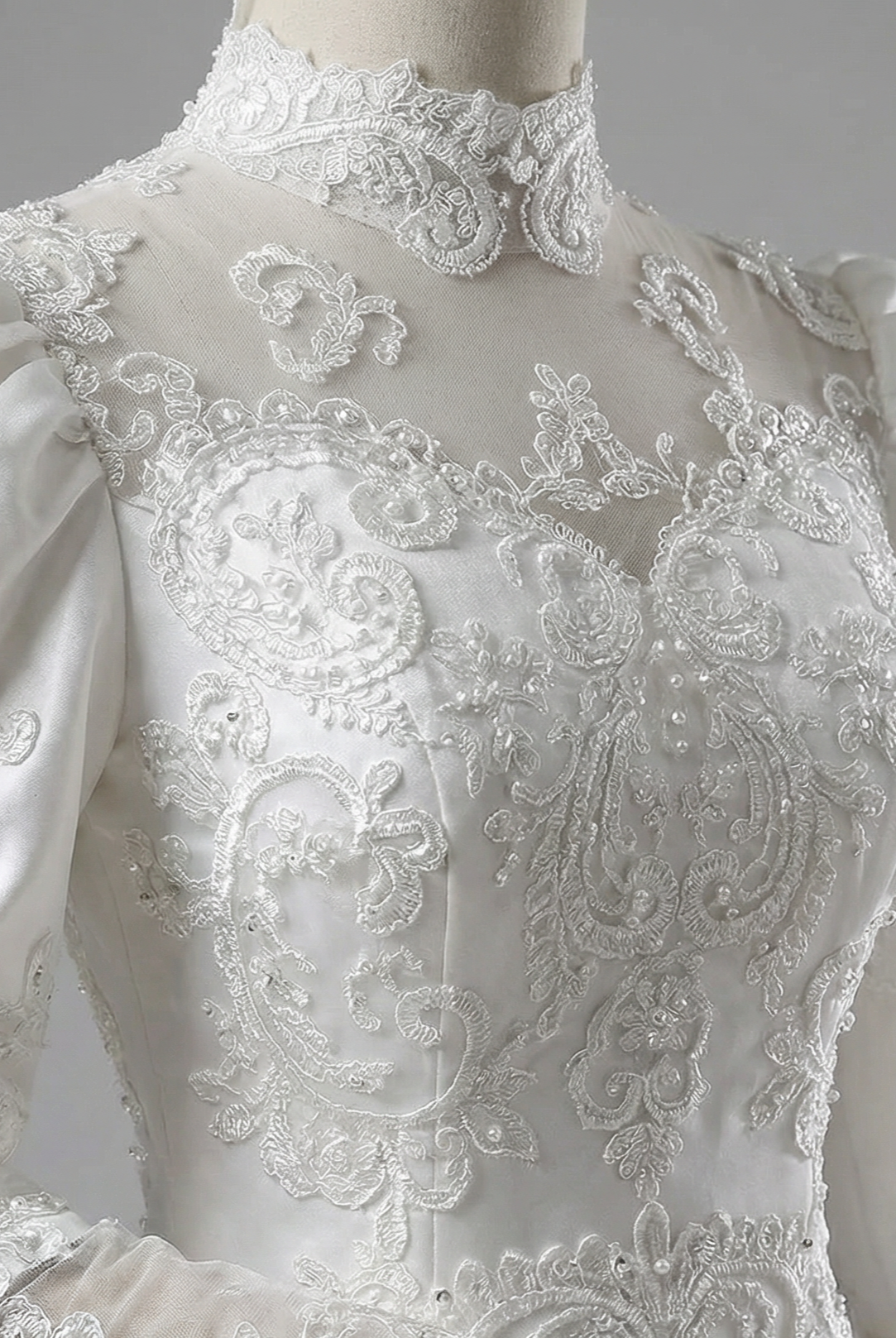 taffeta wedding dress with beaded lace inset Beaded Wedding Dresses