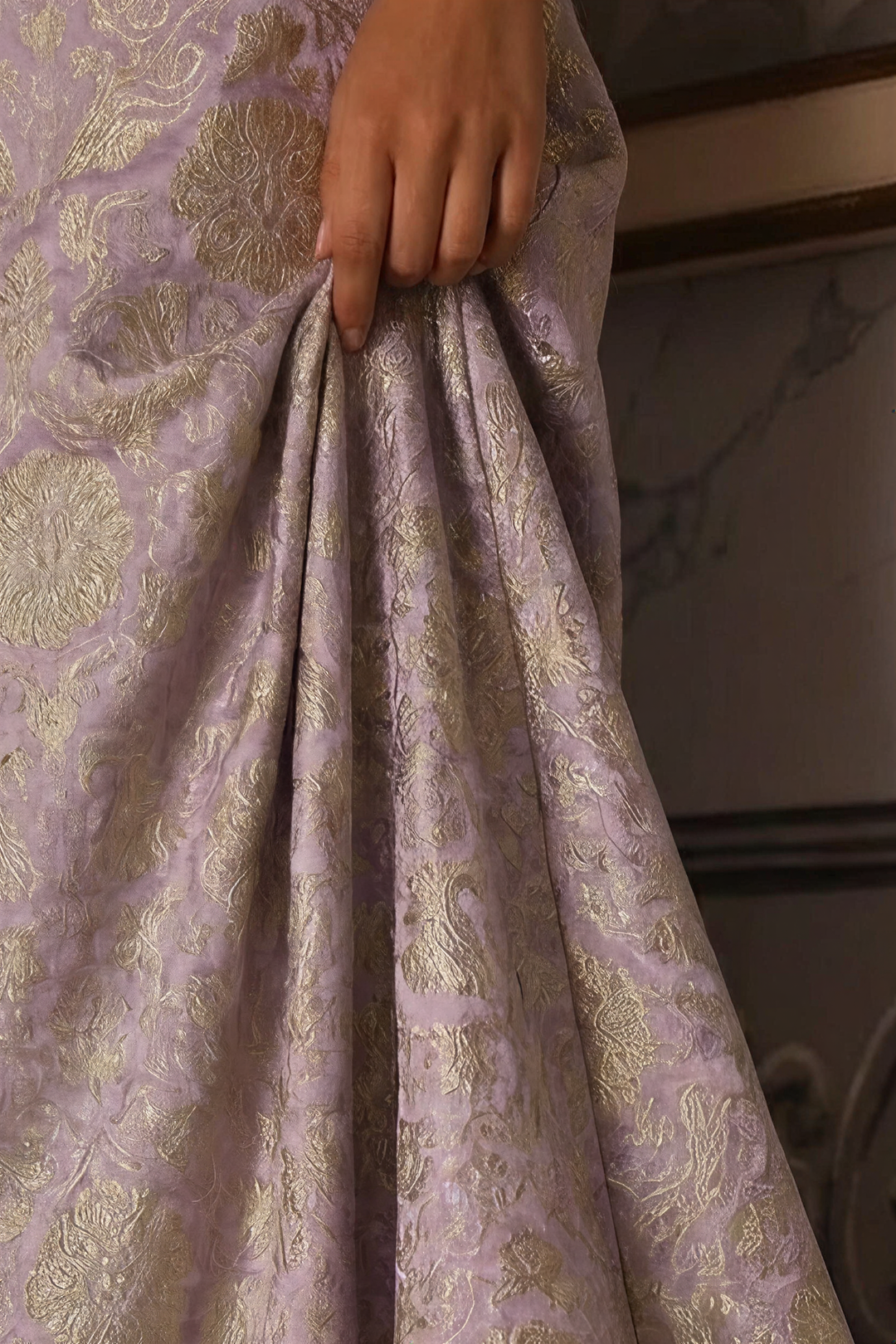 Bridgerton Daphne Purple Jacquard Dress - Regency Era Purple Satin Regency Gown Plus Size