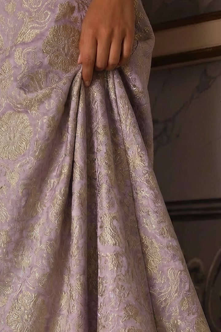 Bridgerton Daphne Purple Jacquard Dress - Regency Era Purple Satin Regency Gown Plus Size