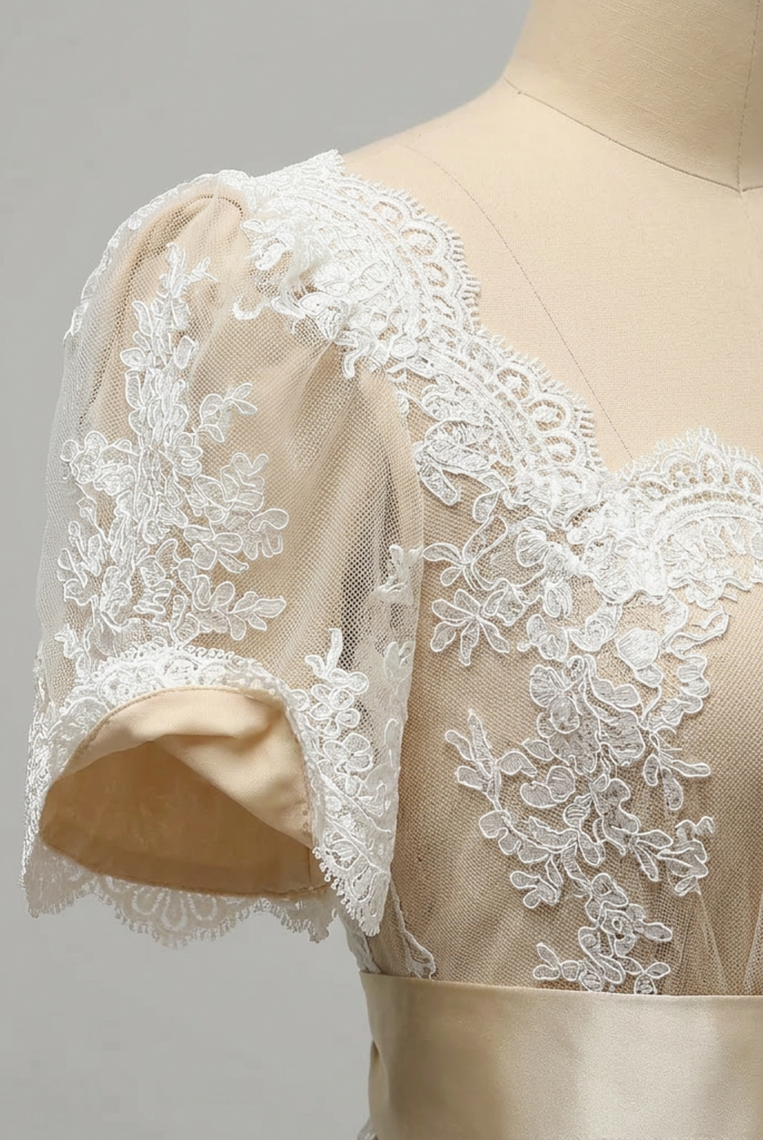 Bridgerton Daphne Empire Waist Champagne Dress With Lace- Regency Era Ball Gown Plus Size