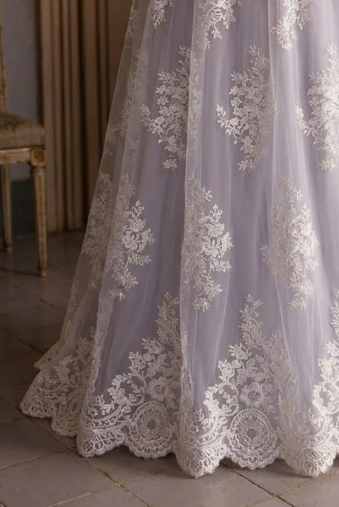 lavender grey wedding dress Light Gray Lavender A Line Tulle Wedding Dress With Detachable Sleeves TANYA BRIDAL