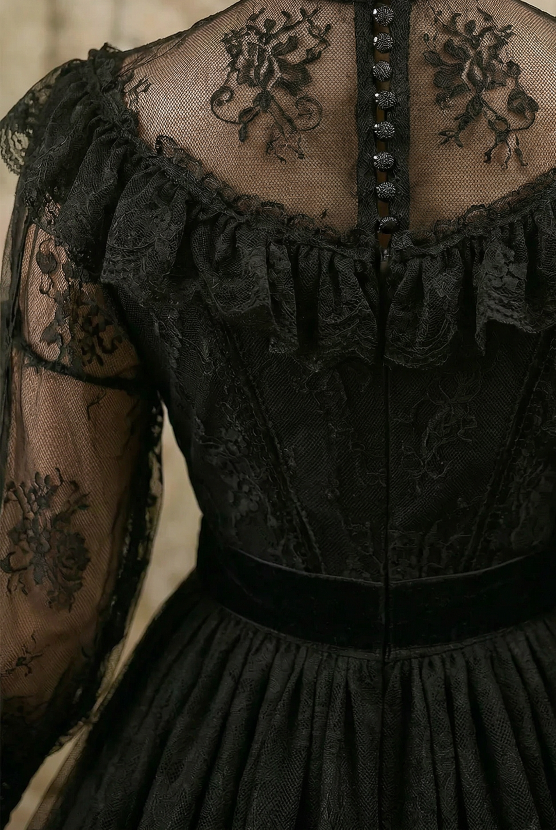 Edwardian Style Gothic Black Long Dress - Victorian Lace Dress Plus Si WonderlandByLilian Edwardian Style Gothic Black Long Dress - Victorian Lace Dress Plus Si WonderlandByLilian