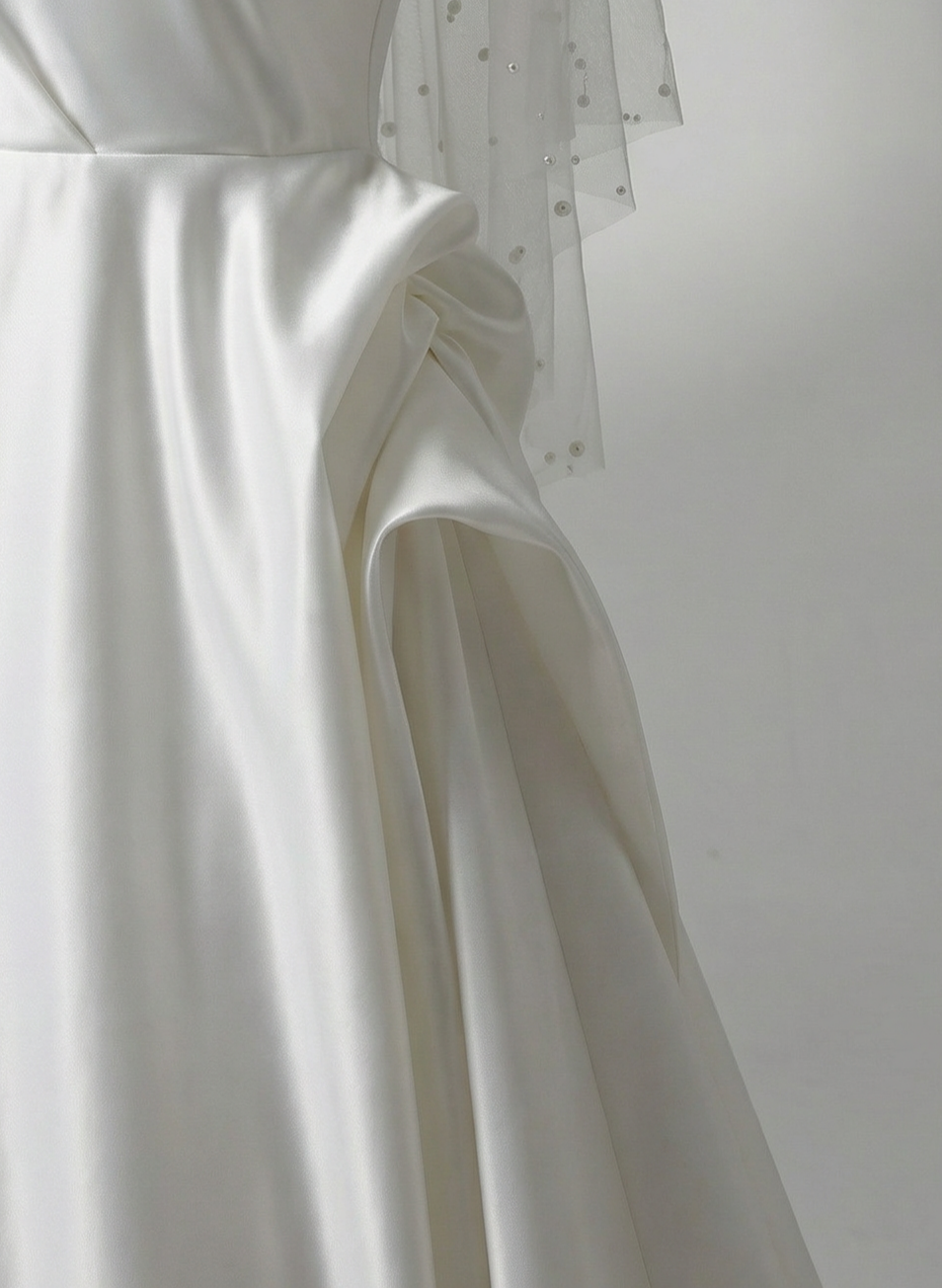 Strapless Satin Wedding Dress with Fold Over Neckline – Simple Satin Wedding Dress with Corset Plus Size