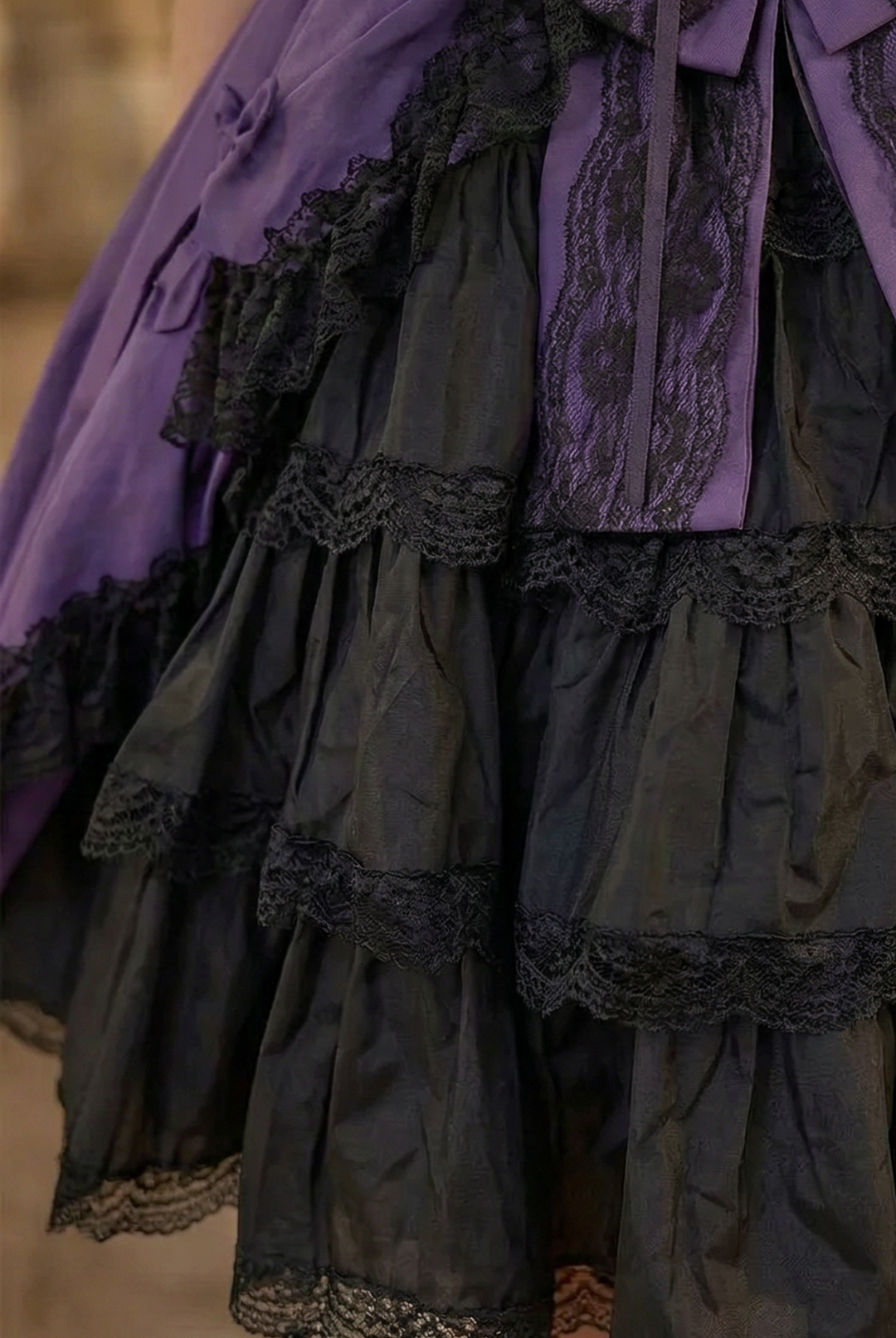 Gothic Lolita Dress – Victorian-Inspired Purple and Black Short Party Dress