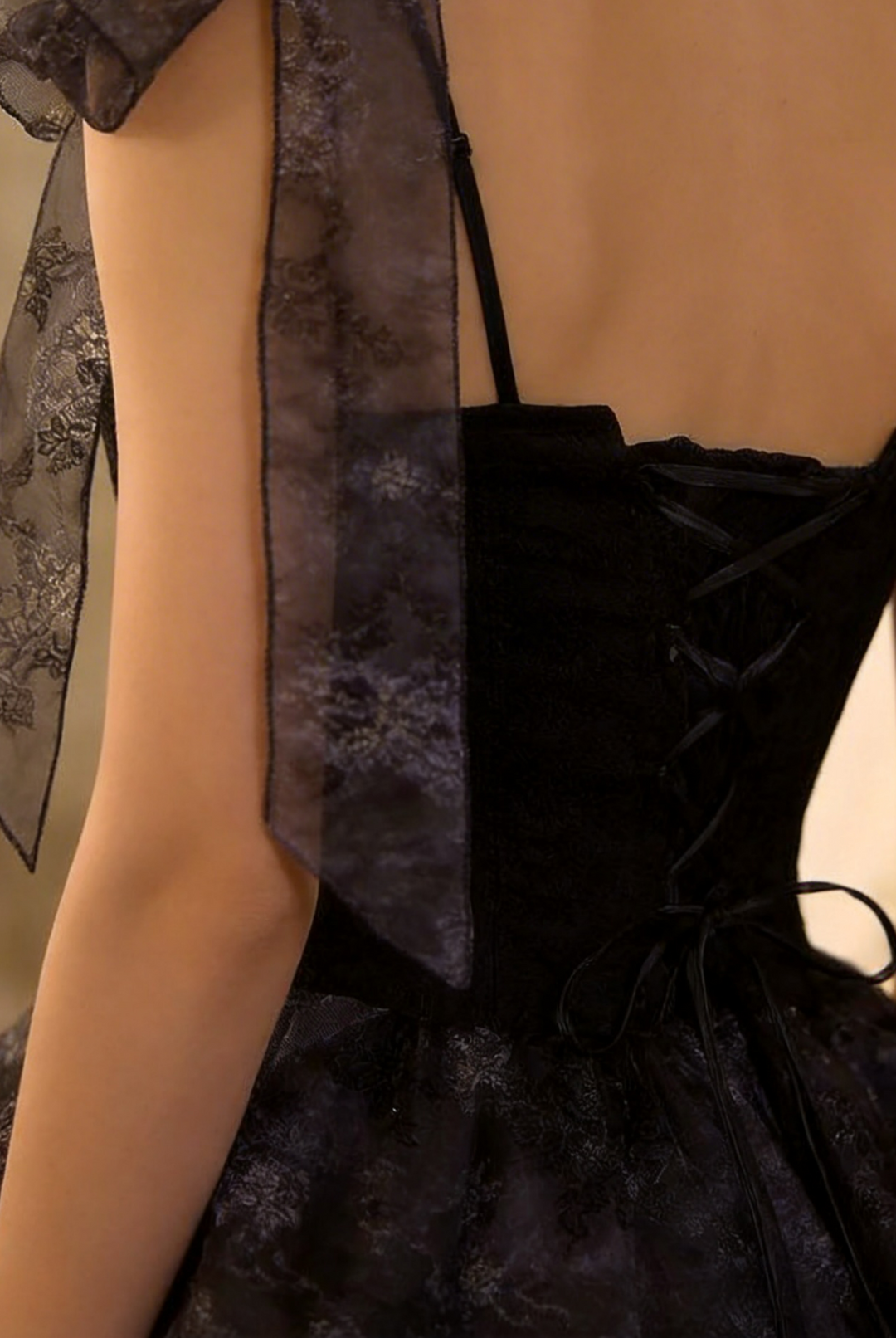 Black Gothic Dress Plus Size with Corset- WonderlandByLilian Custom made / Black
