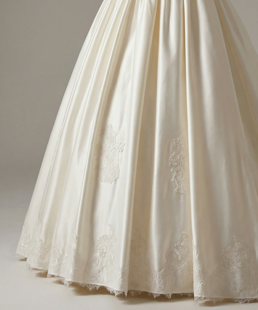 Simple Satin Wedding Dress with Corset – Lace Appliqué Wedding Dress with Bow Detail Plus Size
