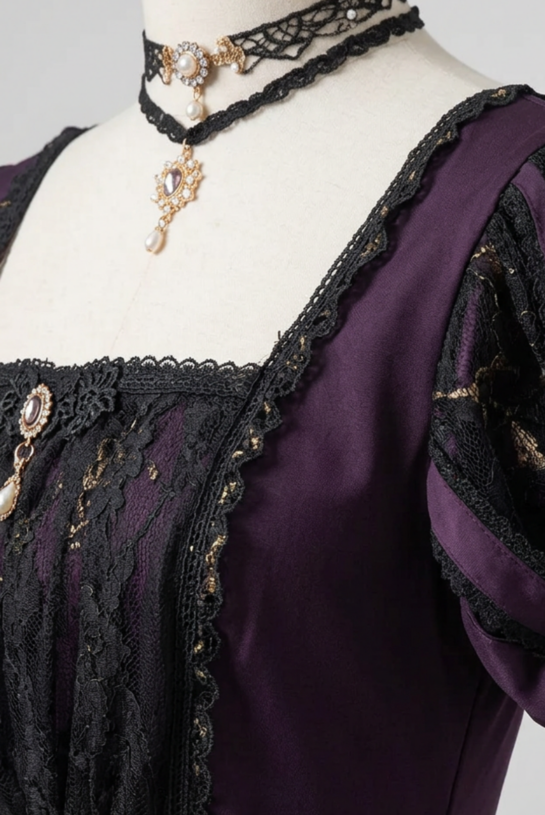 Regency Dark Purple Black Ball Gown - Bridgerton Regency Dress - Gothic Plus Size