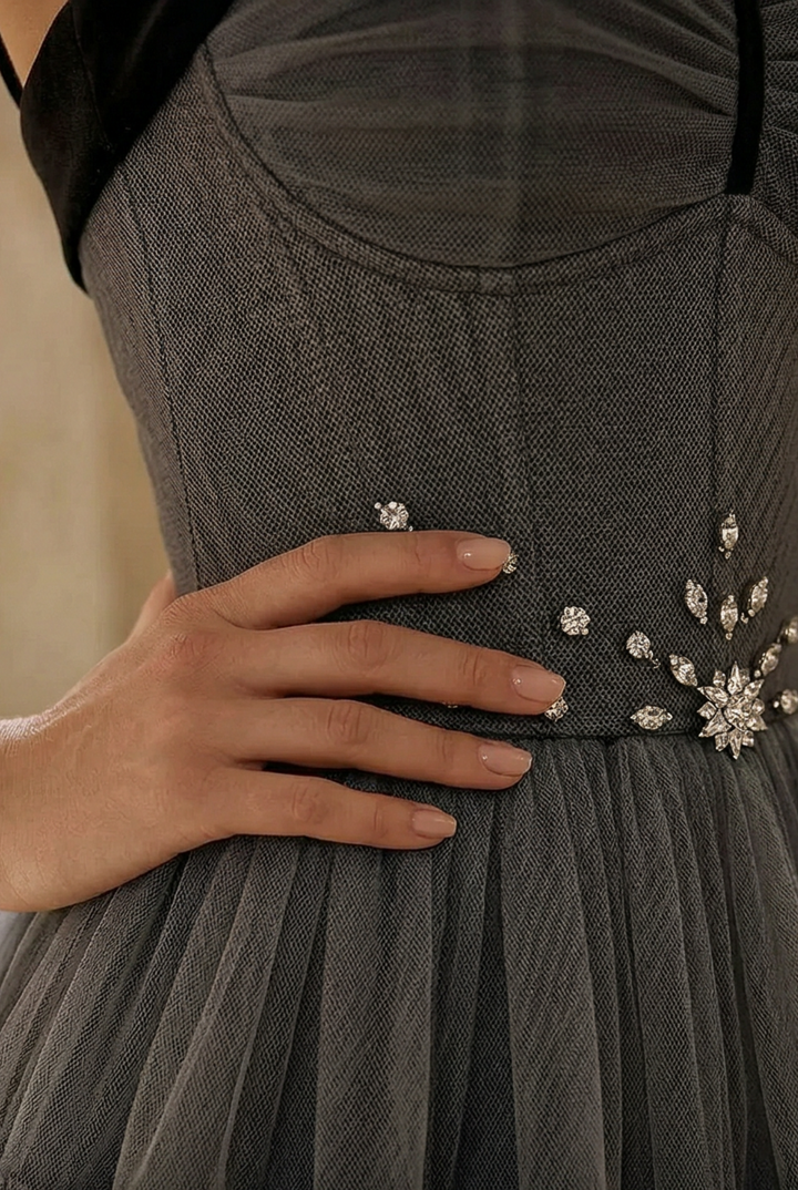 Grey and Black Gothic Lolita Tea Dress Plus Size- Vintage Inspired