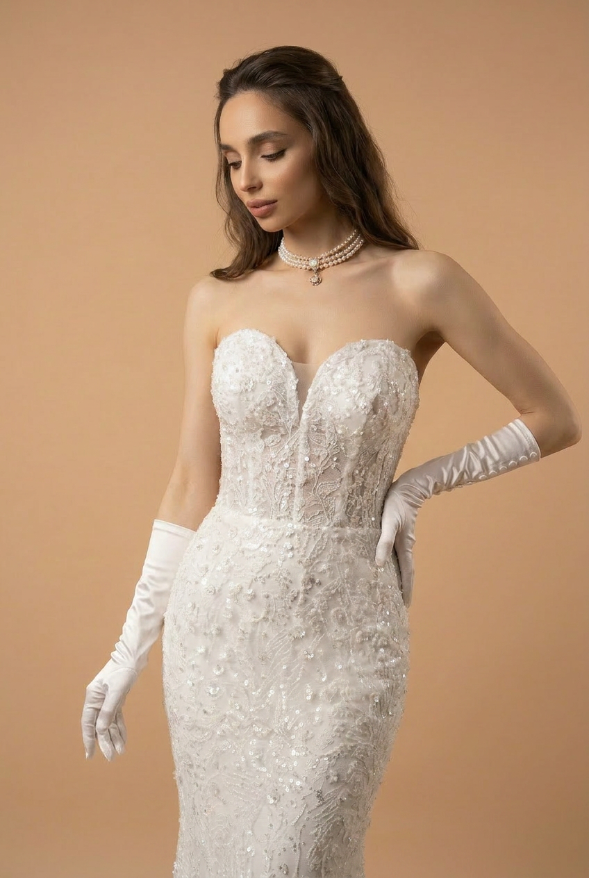 Lace Beaded Mermaid Boho White Formal Dress - Convertible Bridal Dress Plus Size
