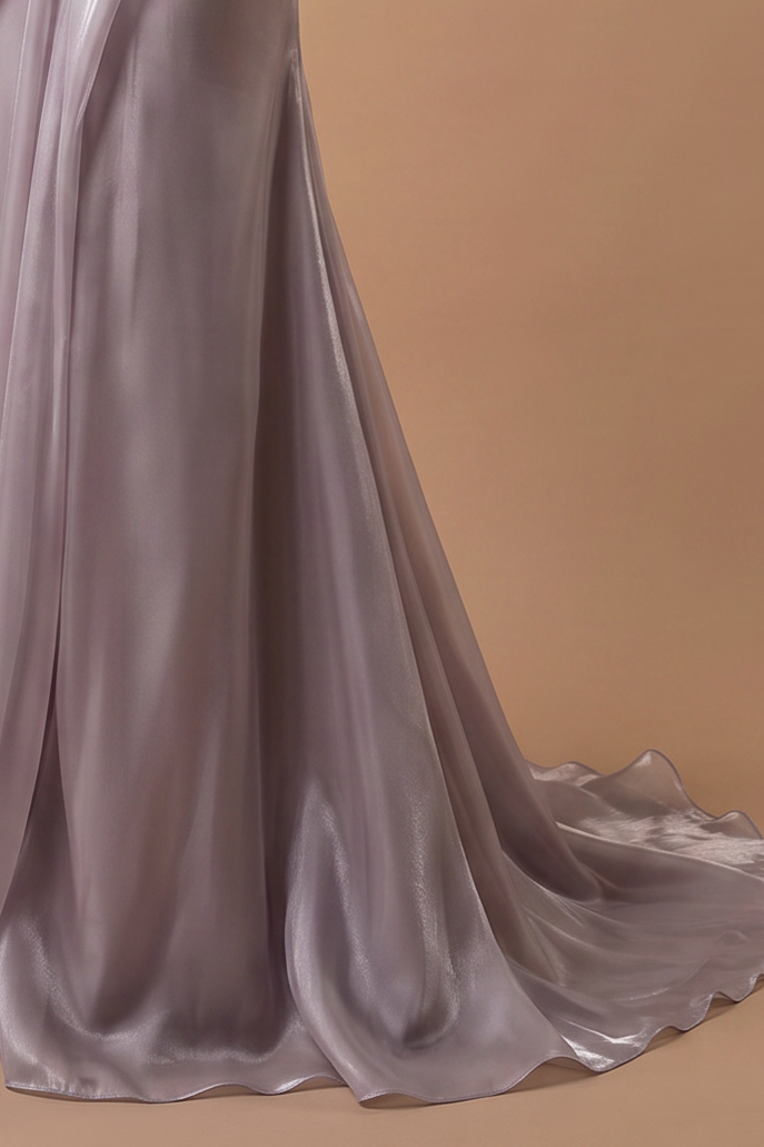 Lavender Satin Strapless Mermaid Evening Gown with Draped Corset Bodice and Long Gloves – Luxury Formal Dress Plus Size