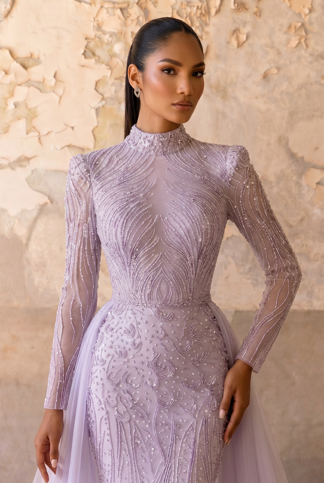 Elegant Lilac Sequin and Tulle Evening Gown