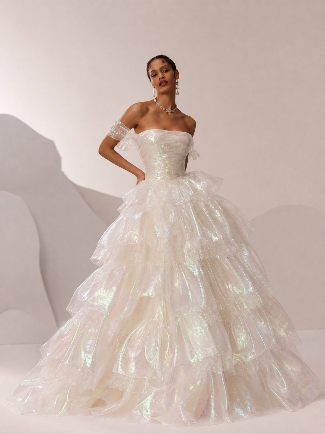 layered off the shoulder dress Jovani 36687 Long Prom Dress Sequin Floral Corset Off Shoulder Layered Skirt Slit Train formal Pageant Gown