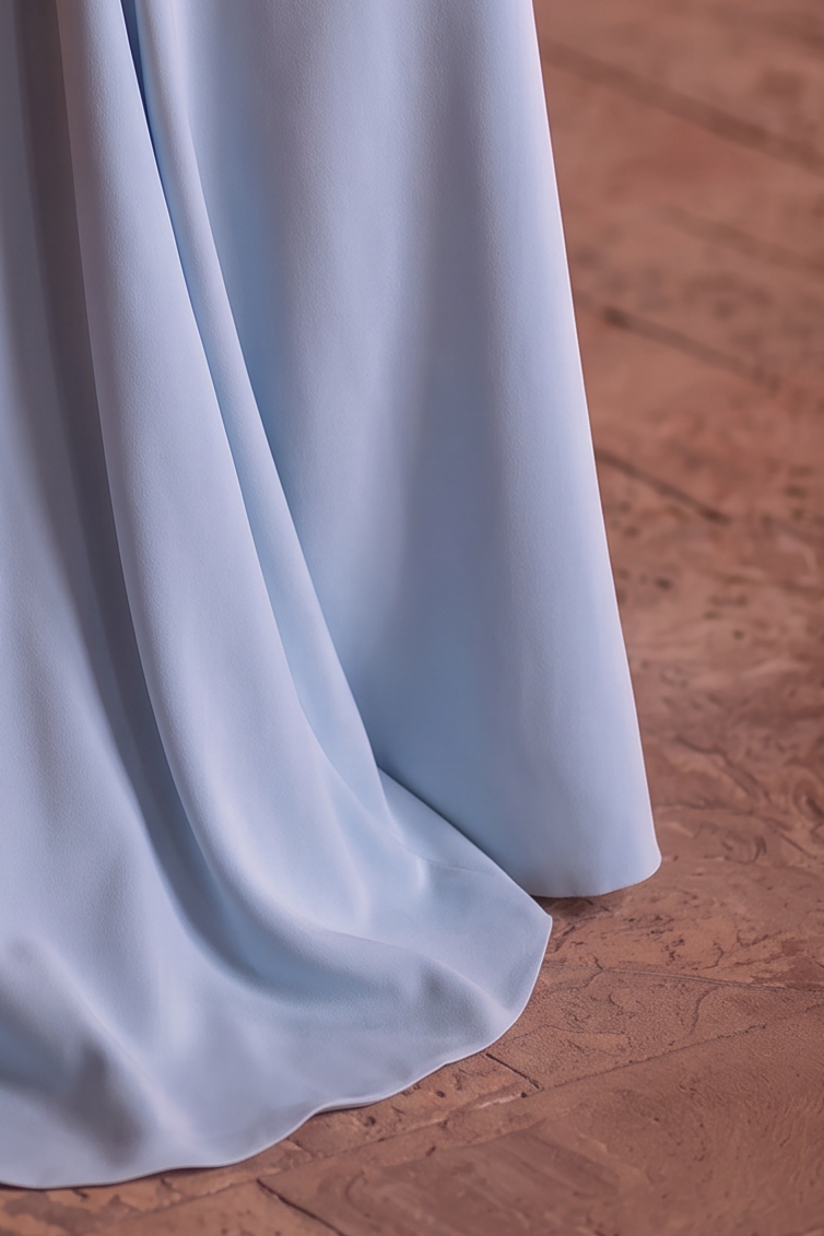 Light Blue Mermaid Evening Dress with Ruffle Sleeves – Long Sleeve Evening Dress with Beaded Bodice and Lace-Up Back Plus Size