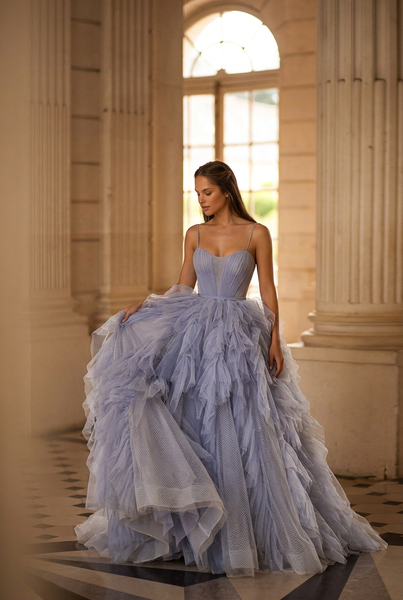 Light Blue Layered Tulle Party Dress