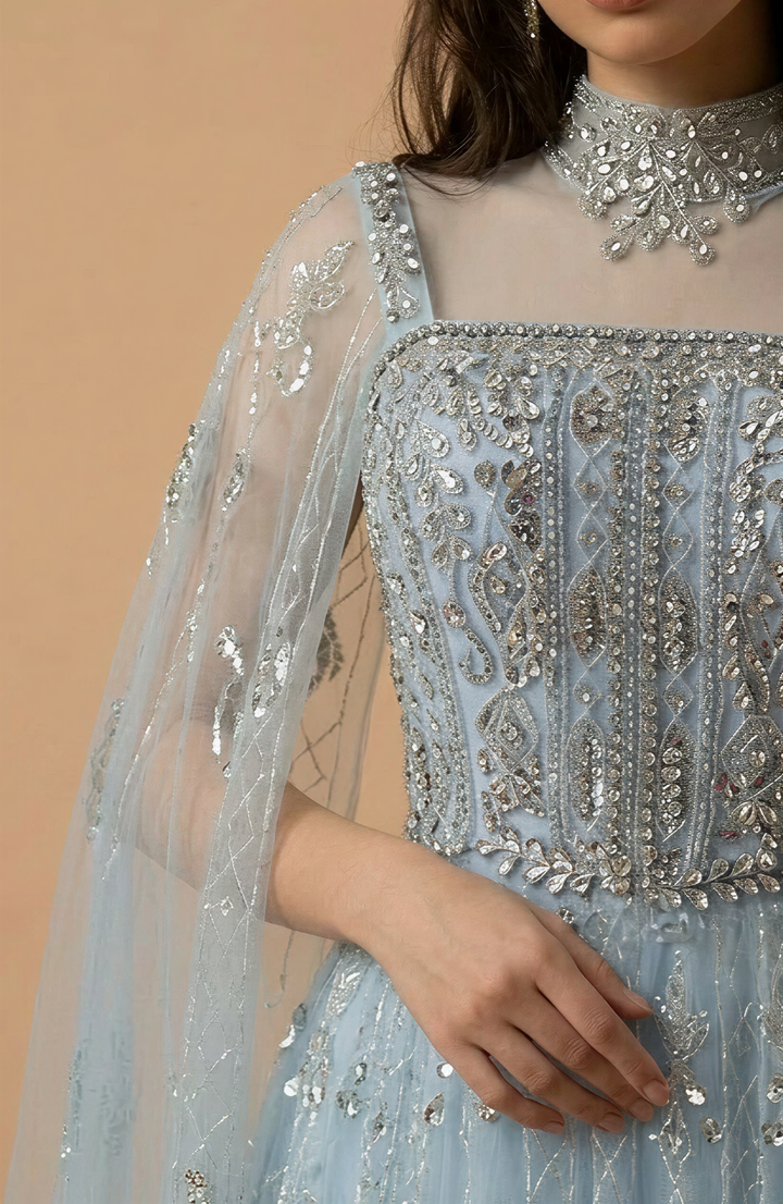 Elegantes Champagner-Abendkleid mit Pailletten und Tüll - Champagner-Kleid für Hochzeitsgäste - Hübsches Paillettenkleid mit langen Ärmeln in Übergröße