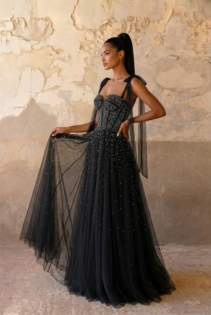 Light Pink Sequin Evening Dress with Corset Bodice – Sparkly Maxi Dress with Corset Back Plus Size