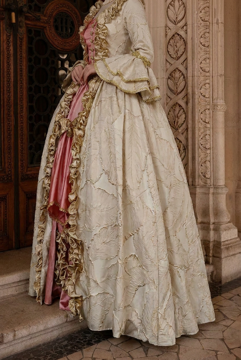 slim fit dress slacks Marie Antoinette Rococo Style Dress in Cream and Rose Pink with Ruffle –  WonderlandByLilian