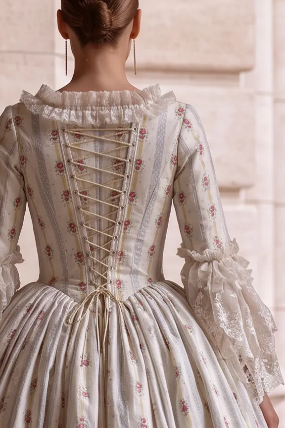 Marie Antoinette Baby Blue and Cream  Ball Gown - Rococo Style Dress and Baroque Wedding Dress with Lace Plus Size