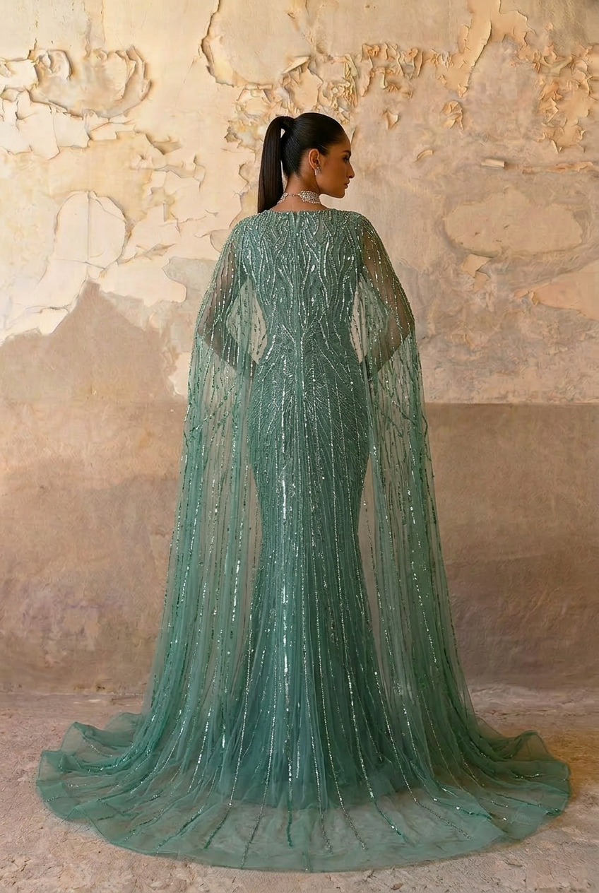 Mint Green Designer Sequin Gown Sparkly Maxi Dress with Long Sleeves WonderlandByLilian Mint Green Designer Sequin Gown Sparkly Maxi Dress with Long Sleeves WonderlandByLilian