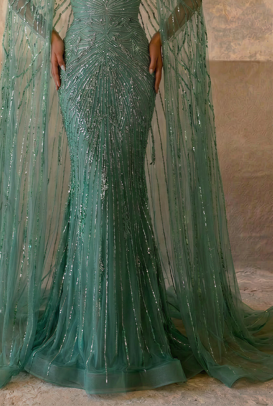 Mint Green Designer Sequin Gown Sparkly Maxi Dress with Long Sleeves and Train Plus Size Mint Green Designer Sequin Gown Sparkly Maxi Dress with Long Sleeves and Train Plus Size
