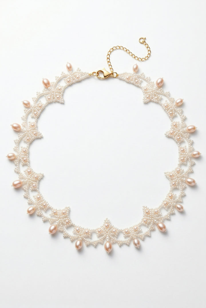 Moonlit Lace – Victorian Pearl Lace Necklace | Regency Rococo Bridal Jewelry