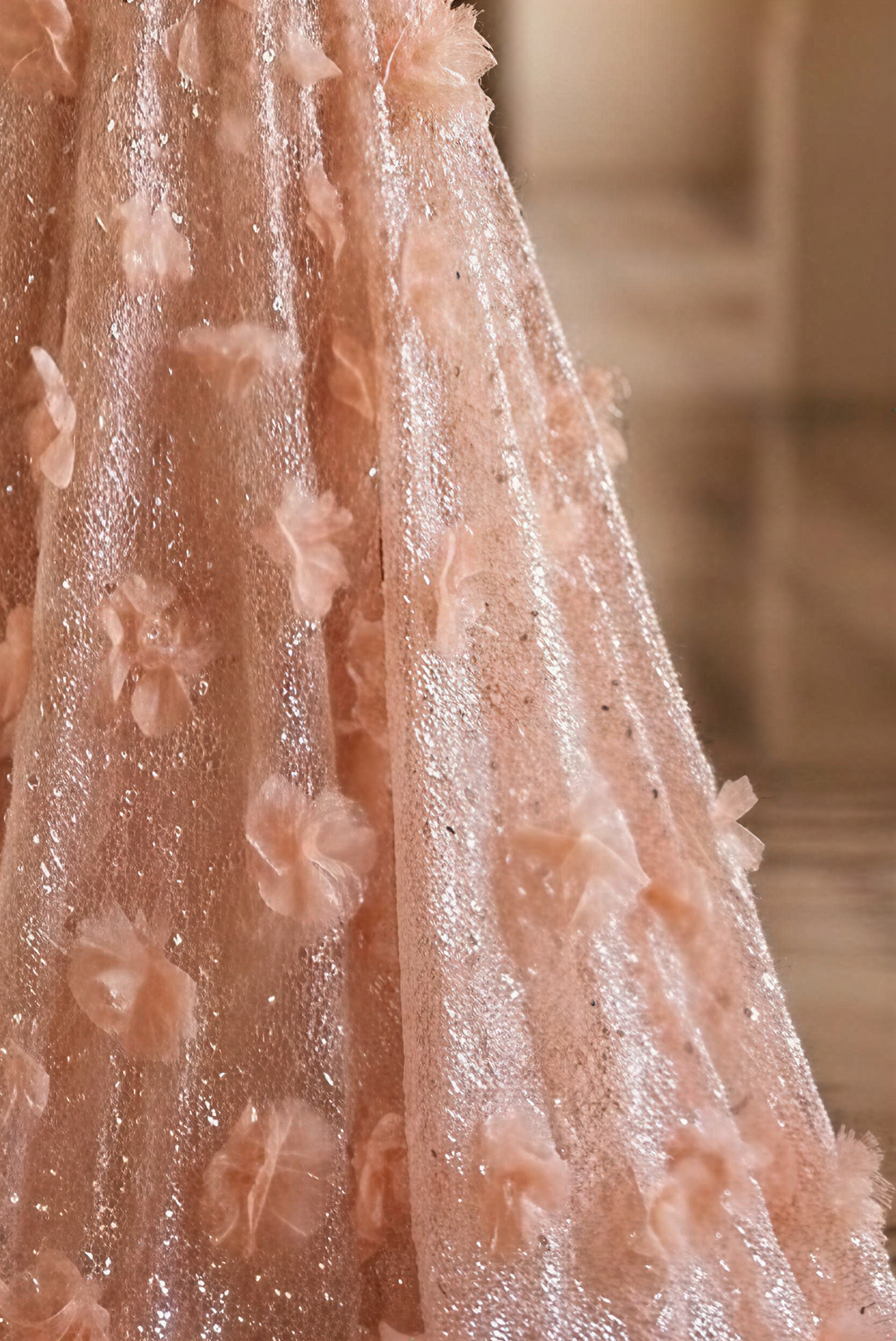 Pastel Pink Floral Appliqué Tulle Ball Gown with Strapless Corset Bodice Romantic Fairy Princess Evening Dress Couture Plus Size