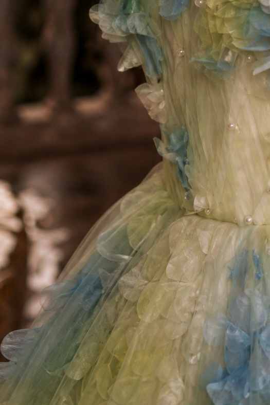Pastel Green Floral Evening Gown - Off-Shoulder Tulle Dress with Corset Plus Size