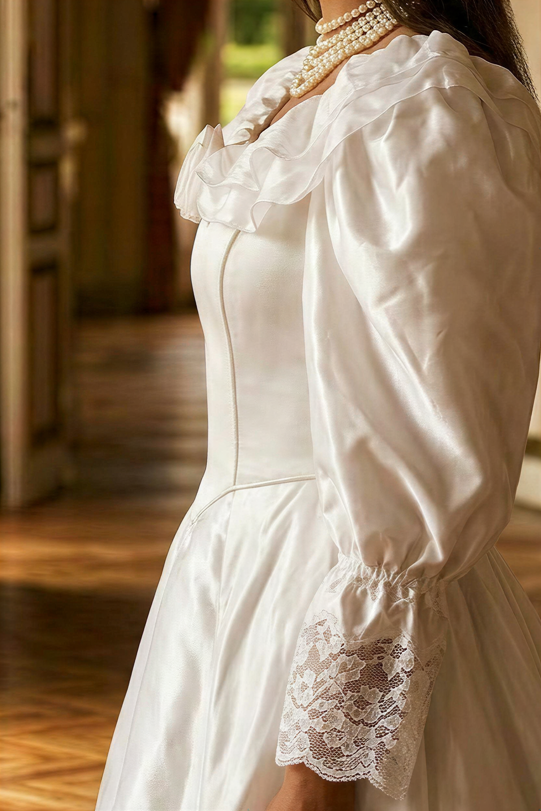 Pearl Château – Victorian Ball Gown Satin Wedding Dress Rococo Inspired Bridal Gown Princess Formal Dress Fairy Tale Wedding Gown Plus Size