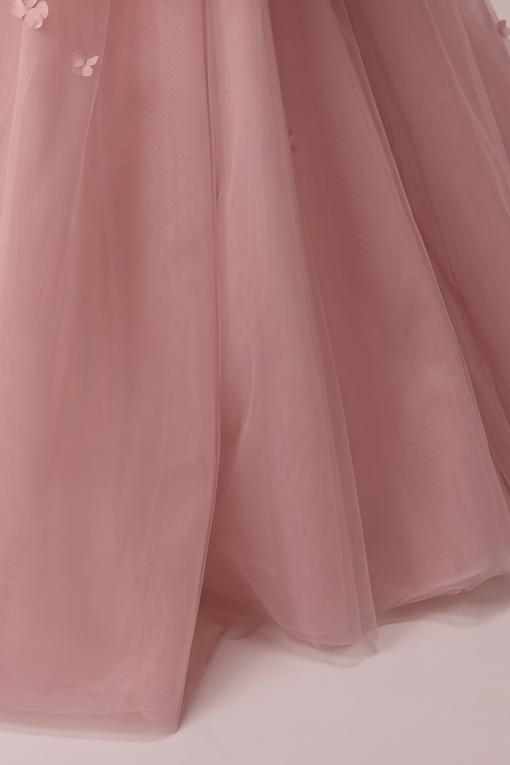 Pink Evening Dress with Off the Shoulder Ruffle Ball Gown and 3D Floral Appliqué Plus Size