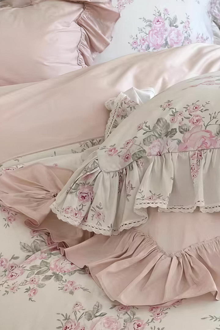 Pink Rose Lace Bedding Set – Garden of Petals