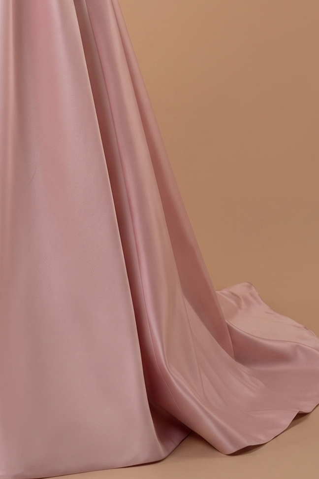 Blush Pink Satin Off-the-Shoulder Princess Ball Gown with Corset Back and Gloves – Luxury Formal Dress Plus Size