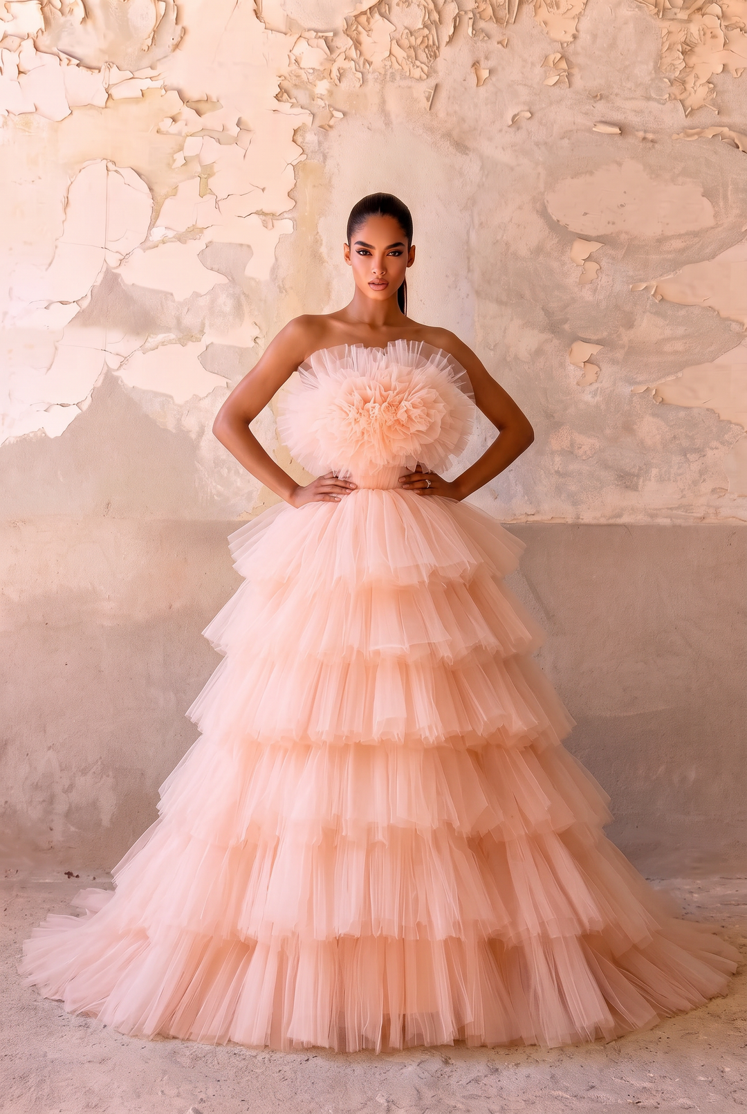 Pink Fairy Inspired Wedding Dresses with Corset Back - Layered Tulle Ruffle Dress - Romantic Prom Dress Pink Ball Gown Plus Size