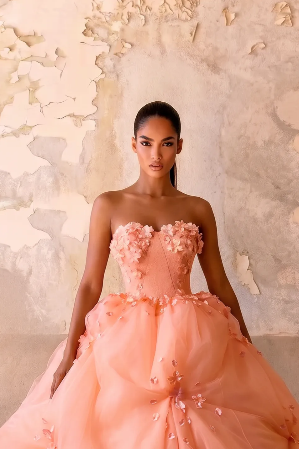 Pink Floral Ball Gown - Tiered Ball Gown - Fairy Inspired Wedding Dress - Corset Tulle Dress with Layered Ruffle Skirt Plus Size