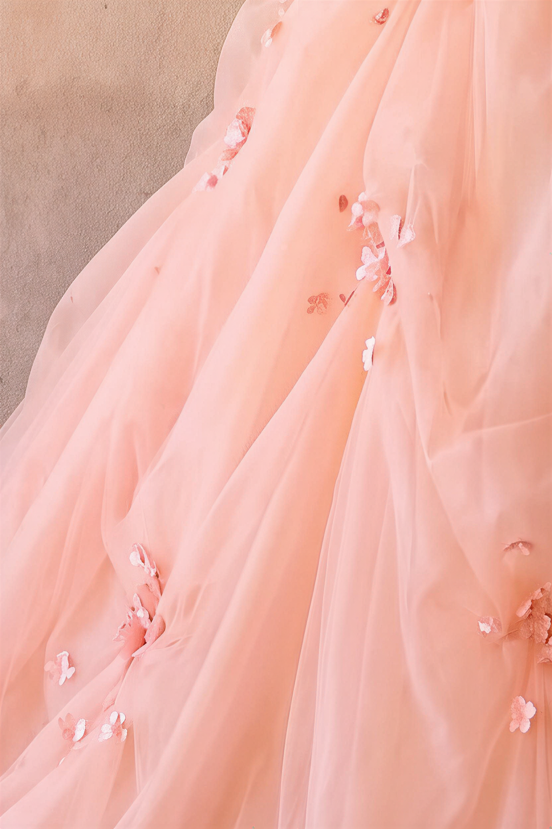 Pink Floral Ball Gown - Tiered Ball Gown - Fairy Inspired Wedding Dress - Corset Tulle Dress with Layered Ruffle Skirt Plus Size